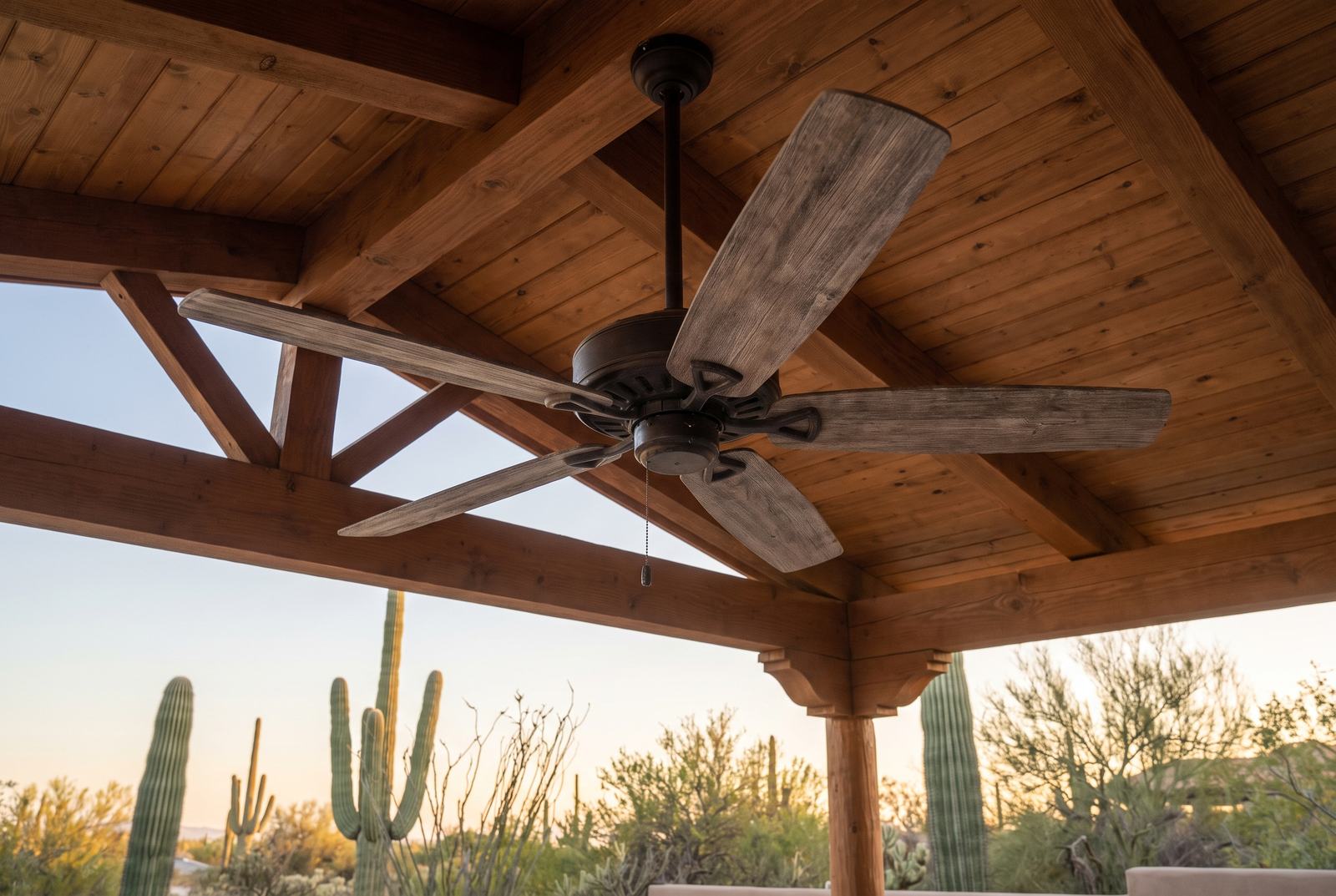 Outdoor patio ceiling fan at a Tucson home