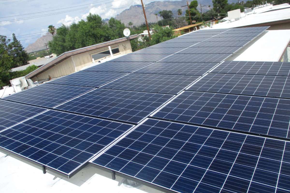 Rows of rooftop solar panels on a SaddleBrooke home