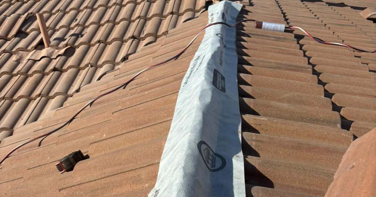 Weathered tile ridge found during a Tucson roof inspection