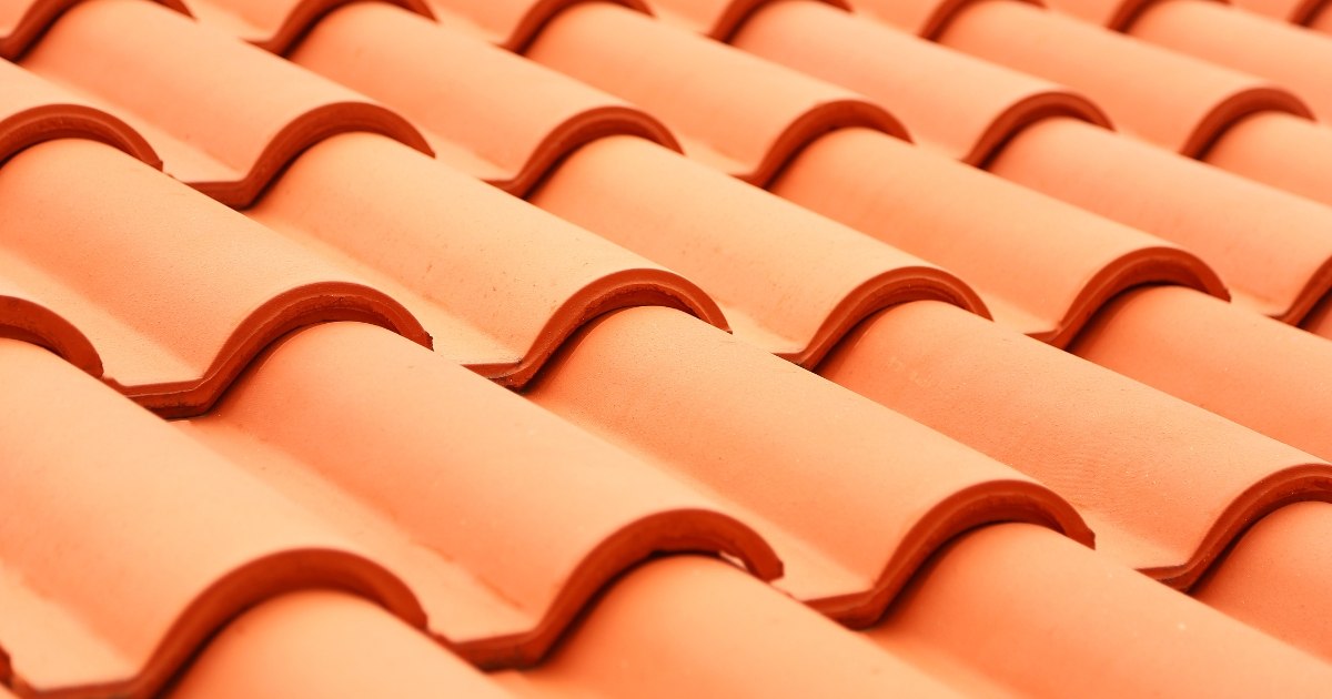 Close-up of clay tile roofing