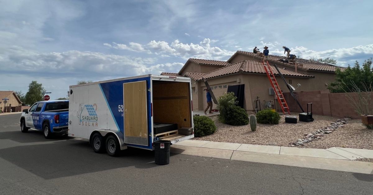 Solar construction phase installation by Saguaro Solar in Tucson